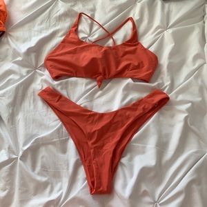 Coral colored 2 piece bikini set